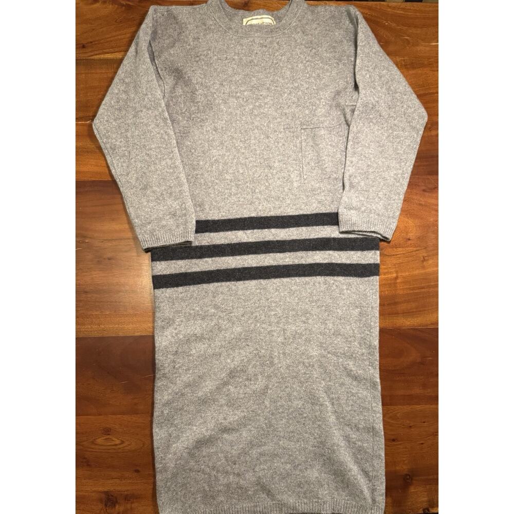 Adrienne Vittadini Gray Long Sleeve Lambswool Angora Sweater Dress Sz Small